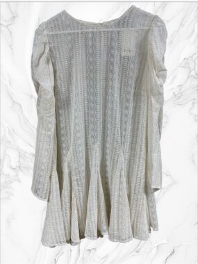 FATE White Embroidered transparency long sleeve Lace Tunic Top XL